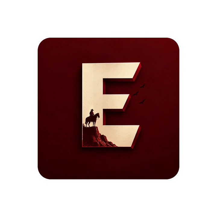 Logo ETERNAL RP : un E ivoire et un cavalier sur fond rouge